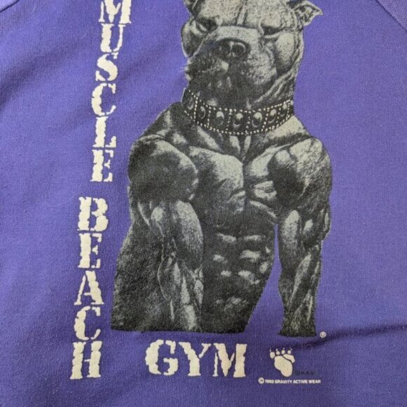 Vintage 1992 Muscle Beach Gym Cropped Sweater - Picture 2 of 7
